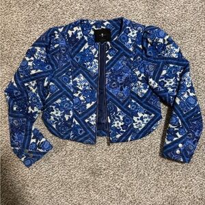 Blue Floral Quilted Jacket